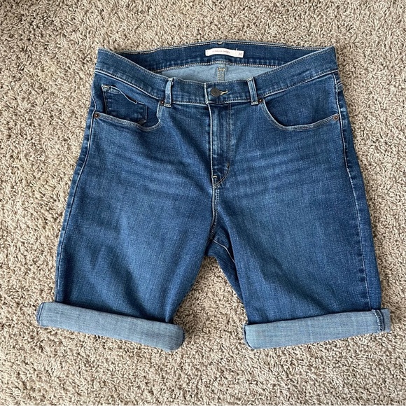 Levi's Classic Bermuda Women's Shorts Dark Wash Denim long shorts jorts sz 30 - Picture 10 of 16